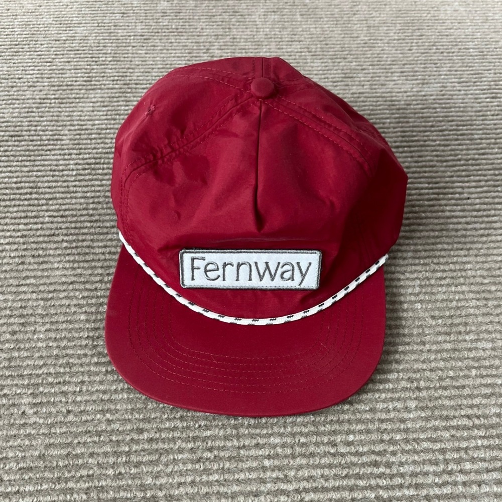 Fernway Red Nylon Rope Hat Adjustable Strapback Unstructured 6-Panel Cap